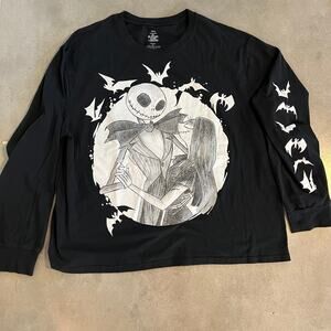 Disney Nightmare before Christmas Black long sleeve shirt halloween Jack mens 2X